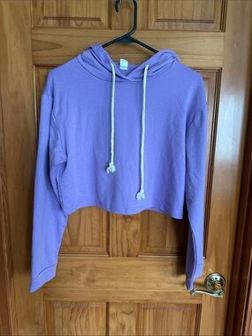 Lavender Cropped Hoodie with Drawstrings